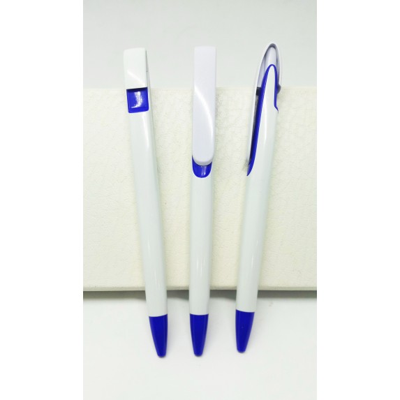 PLASTIC PEN WHITE WITH BLUE